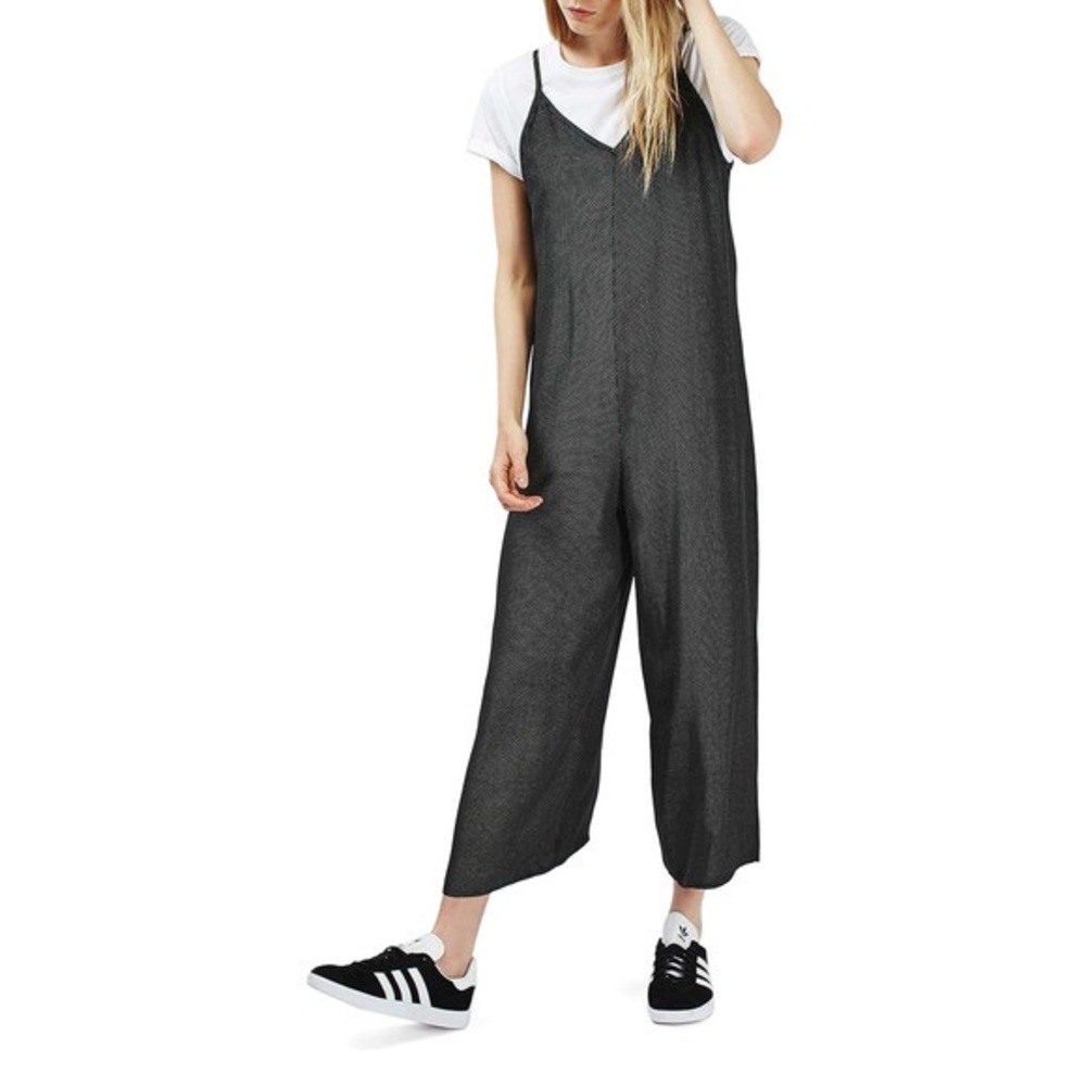 Topshop Lace-Up Polka Dot Jumpsuit